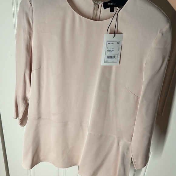 Theory Powder Pink 100% Silk Blouse - Picture 5 of 5
